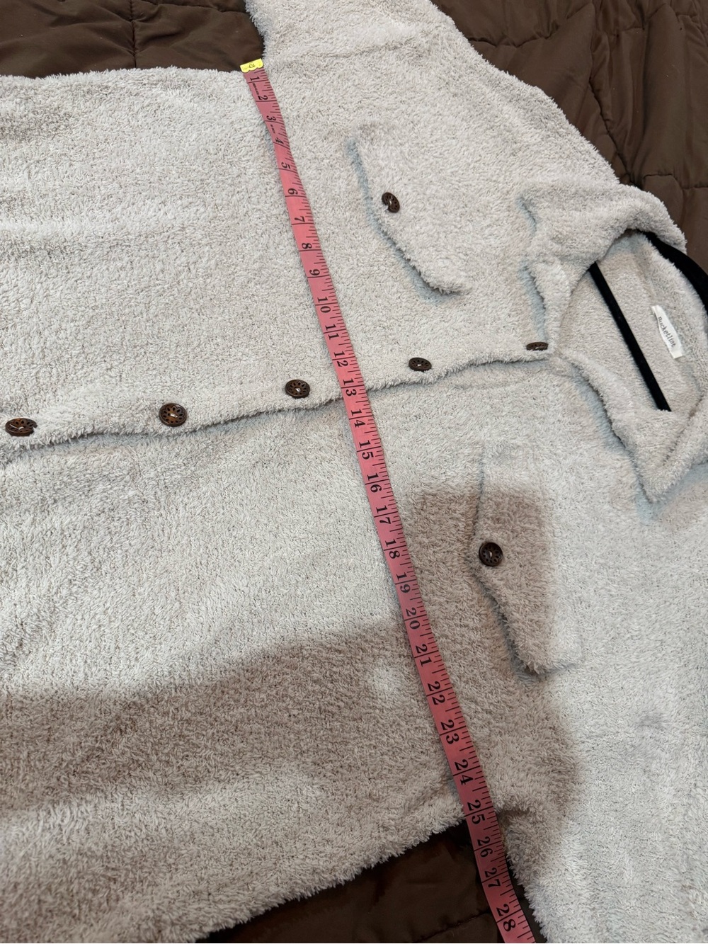BUCKETLIST Cream Teddy Shacket with Button Front - Picture 5 of 6